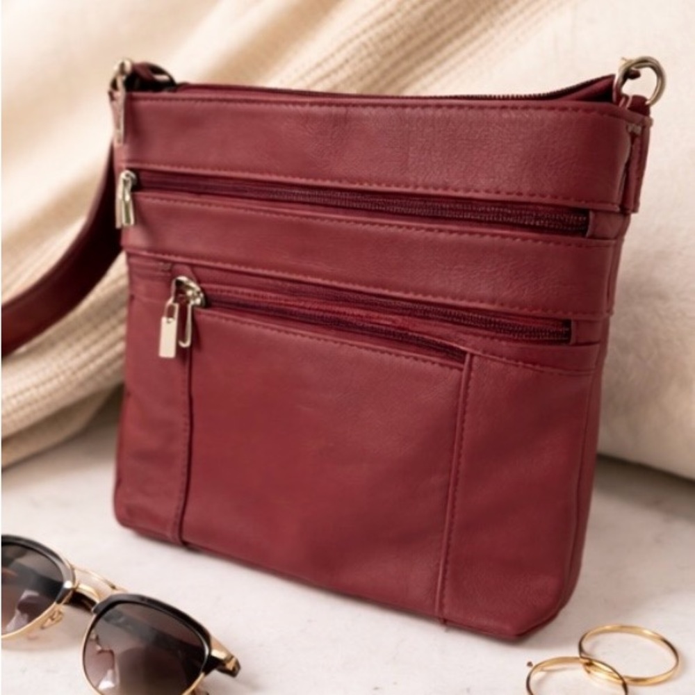 Burgundy Leather Crossbody Bag💕